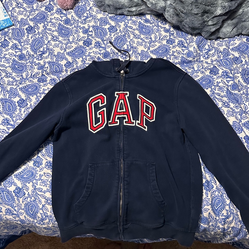 Gap Zip up hoodie Navy red white